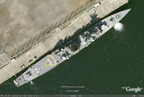 護衛艦「さわゆき」のグーグルアース画像