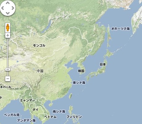 グーグルアースで見た「日本海」の緯度・経度